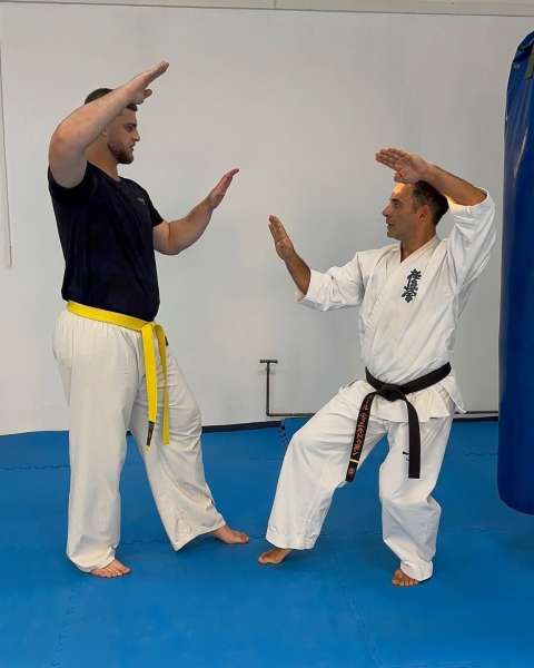 Demonstrație de blocaje (uke) la Kyokushin – Zanshin Dojo Brașov